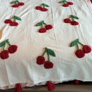 Cherry Embroidered Throw Blanket